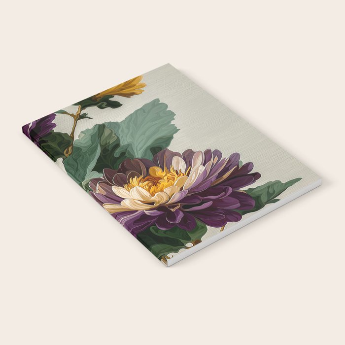 Birthflower Gift Aster Flower Art Floral Print Japanese Wall Art Poster Birthday Painting for her Notebook Gallery Image 2