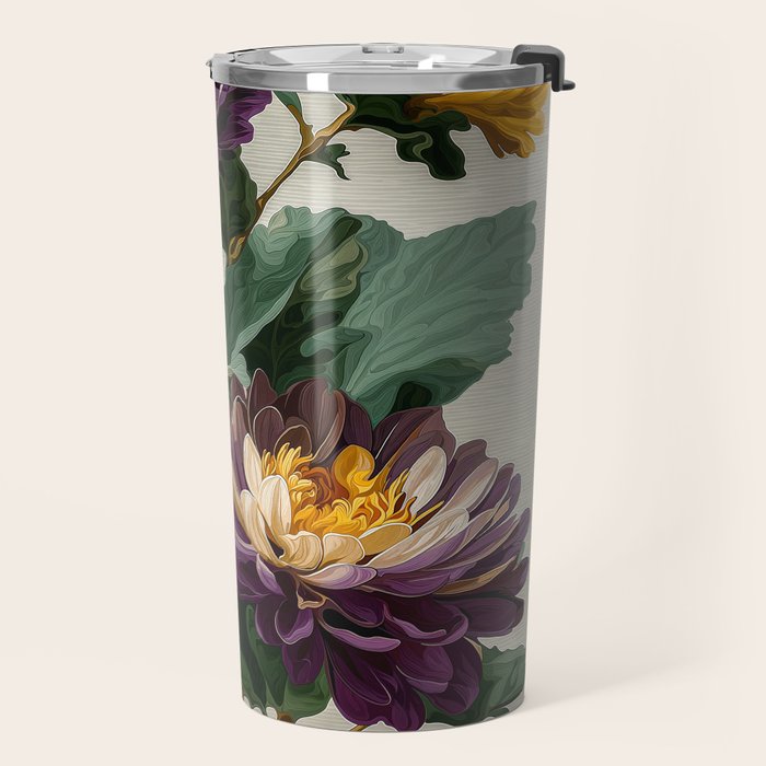 Birthflower Gift Aster Flower Art Floral Print Japanese Wall Art Poster Birthday Painting for her Travel Mug Gallery Image 2