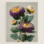 Birthflower Gift Aster Flower Art Floral Print Japanese Wall Art Poster Birthday Painting for her Jigsaw Puzzle Gallery Image 1