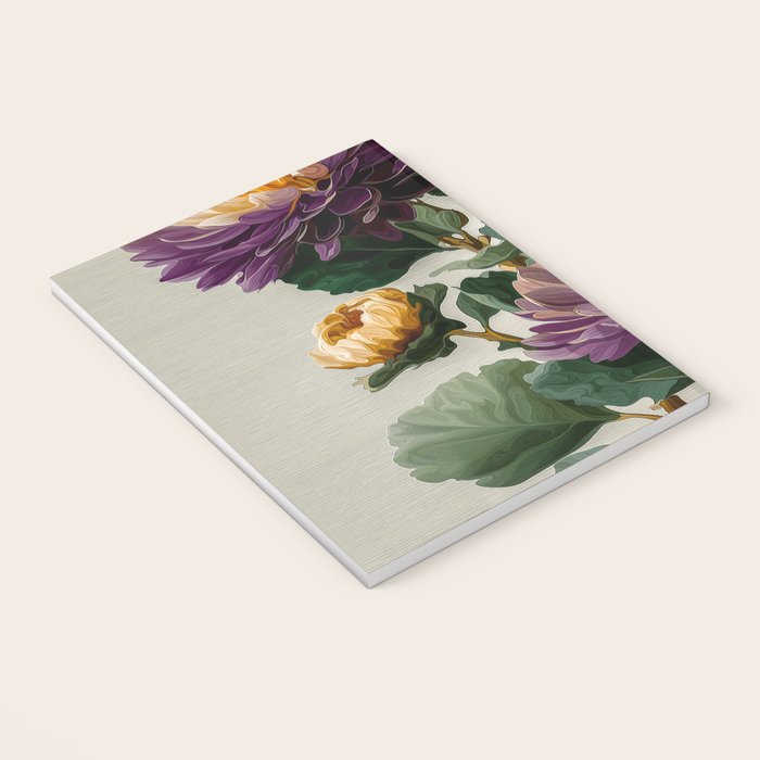 Birthflower Gift Aster Flower Art Floral Print Japanese Wall Art Poster Birthday Painting for her Notebook Gallery Image 3