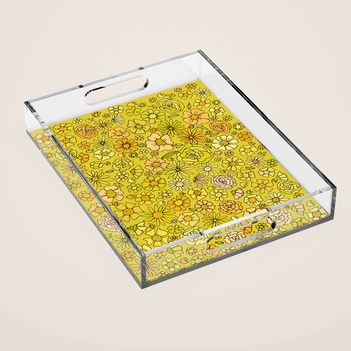 retro flower power wallpaper dreams // art by surfy birdy Acrylic Tray Gallery Image 1