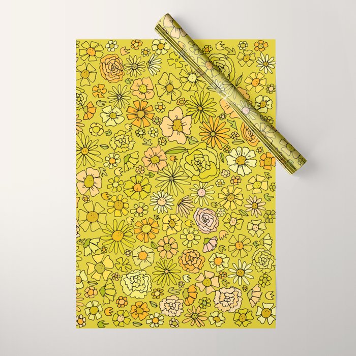 retro flower power wallpaper dreams // art by surfy birdy Wrapping Paper Gallery Image 1