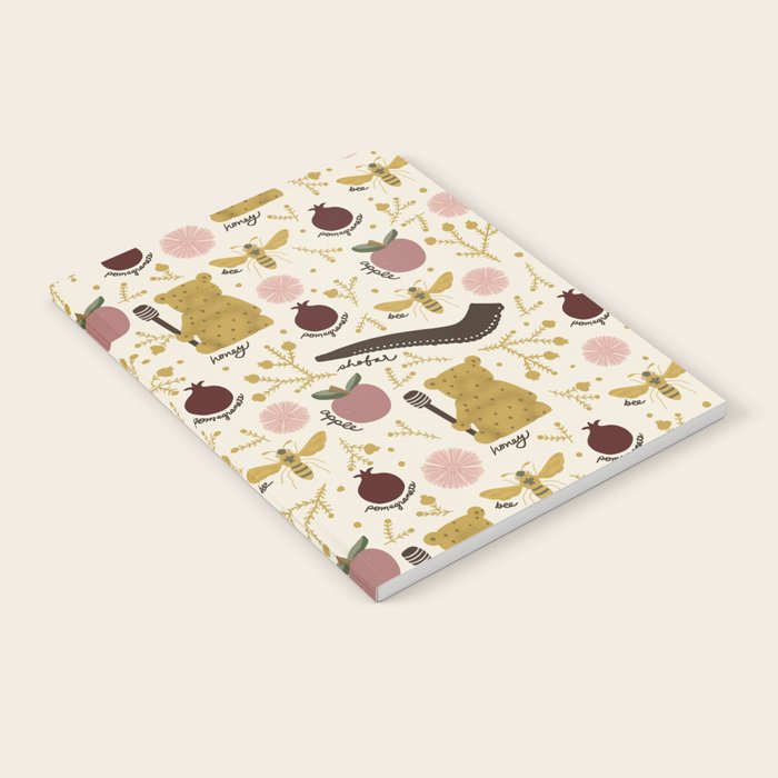 Honey Bear & Bee, Shofar, Pomegranate, and Apple for Rosh Hashanahs Notebook Gallery Image 2