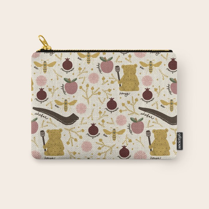Honey Bear & Bee, Shofar, Pomegranate, and Apple for Rosh Hashanahs Carry All Pouch Gallery Image 1