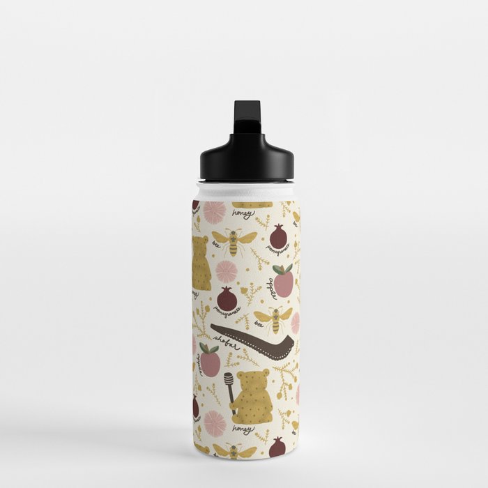 Honey Bear & Bee, Shofar, Pomegranate, and Apple for Rosh Hashanahs Water Bottle Gallery Image 3