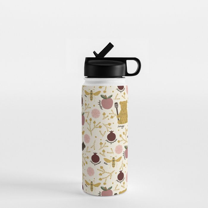 Honey Bear & Bee, Shofar, Pomegranate, and Apple for Rosh Hashanahs Water Bottle Gallery Image 1