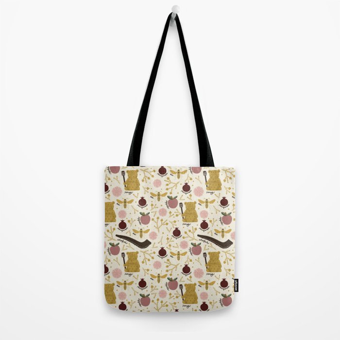 Honey Bear & Bee, Shofar, Pomegranate, and Apple for Rosh Hashanahs Tote Bag Gallery Image 2