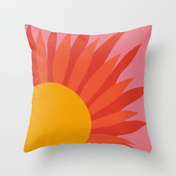 Summer Retro Sun  Throw Pillow Gallery Image 1
