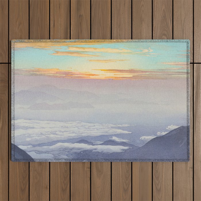 Sea of Clouds (Unkai, Ho-o-San) Hiroshi Yoshida Modern Japanese Woodblock Print Outdoor Rug Gallery Image 1