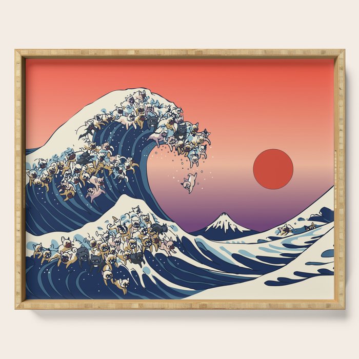The Great Wave Of  French Bulldog Serving Tray Gallery Image 1