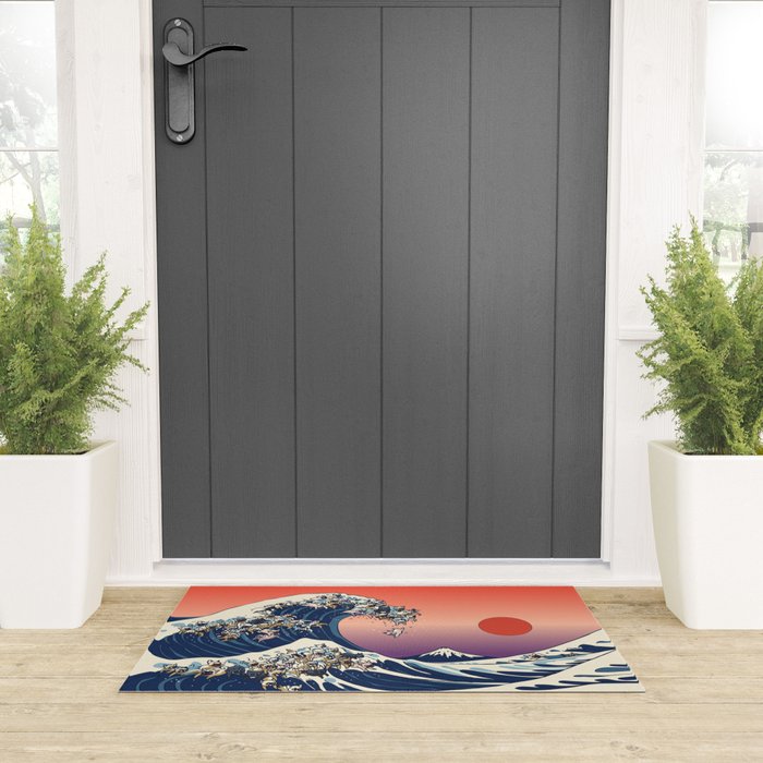 The Great Wave Of  French Bulldog Welcome Mat Gallery Image 3