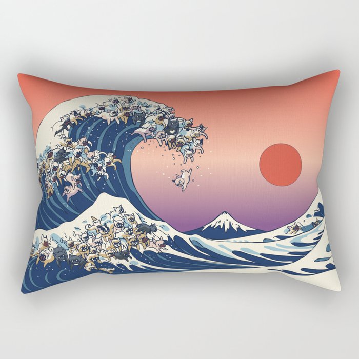 The Great Wave Of  French Bulldog Rectangular Pillow Gallery Image 1