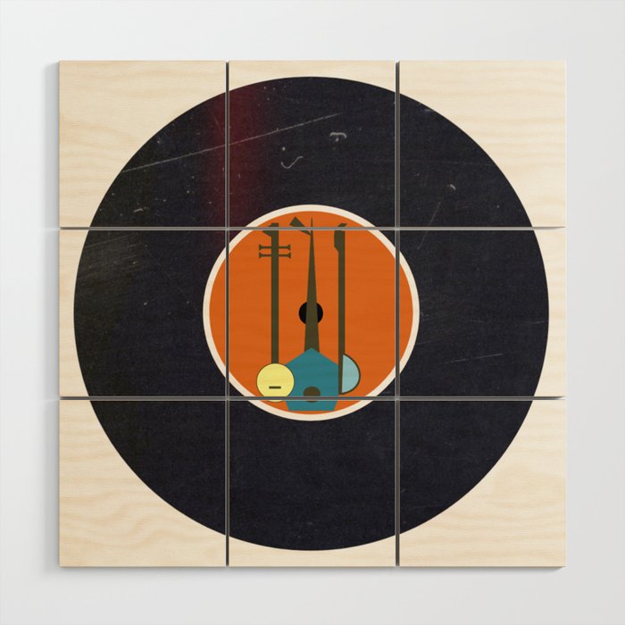 Vinyl Record Art Mid-Century Modern Musical Instruments 1.1  Wood Wall Art Gallery Image 1