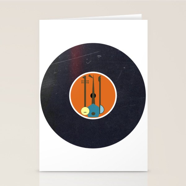 Vinyl Record Art Mid-Century Modern Musical Instruments 1.1  Stationery Card Gallery Image 1