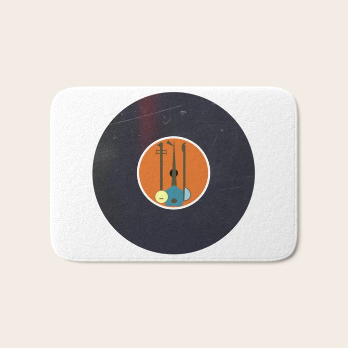 Vinyl Record Art Mid-Century Modern Musical Instruments 1.1  Bath Mat Gallery Image 1