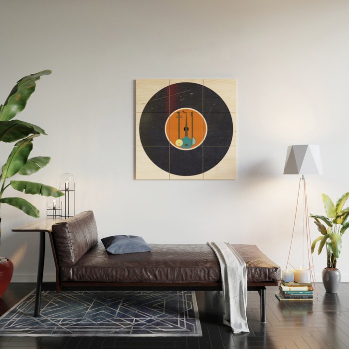 Vinyl Record Art Mid-Century Modern Musical Instruments 1.1  Wood Wall Art Gallery Image 2