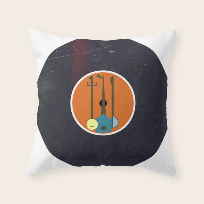 Vinyl Record Art Mid-Century Modern Musical Instruments 1.1  Throw Pillow Gallery Image 6