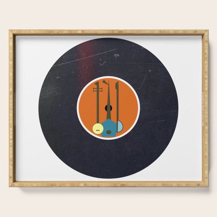 Vinyl Record Art Mid-Century Modern Musical Instruments 1.1  Serving Tray Gallery Image 1