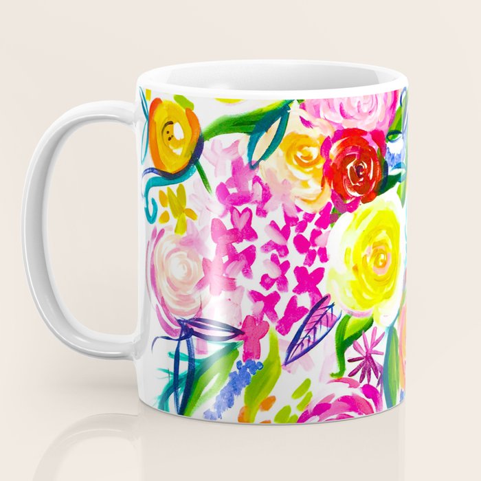 Bright Colorful Floral painting Coffee Mug Gallery Image 3
