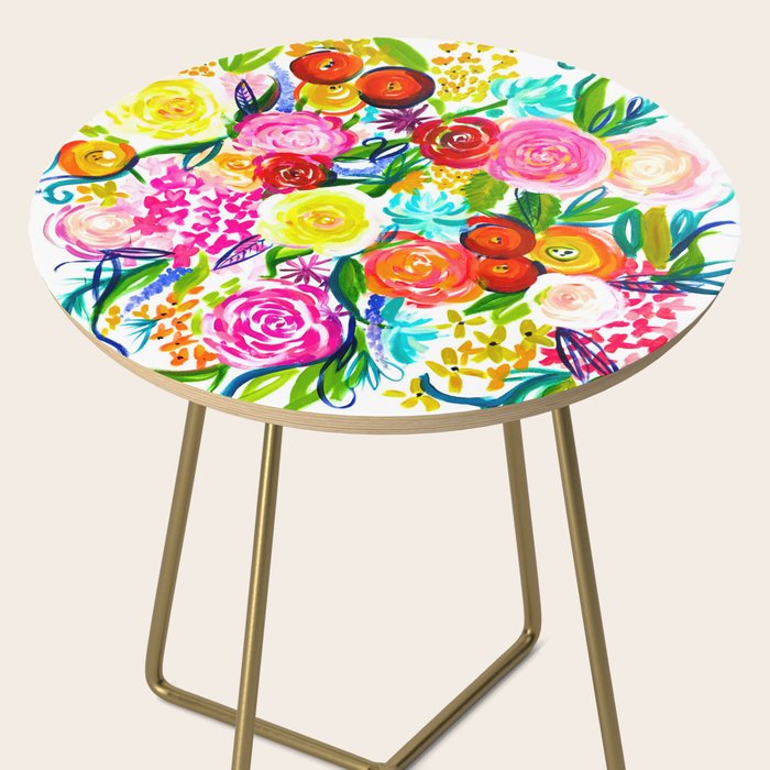 Bright Colorful Floral painting Side Table Gallery Image 2
