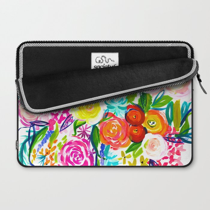 Bright Colorful Floral painting Laptop Sleeve Gallery Image 2