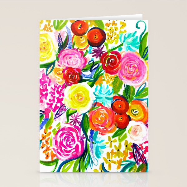 Bright Colorful Floral painting Stationery Card Gallery Image 1