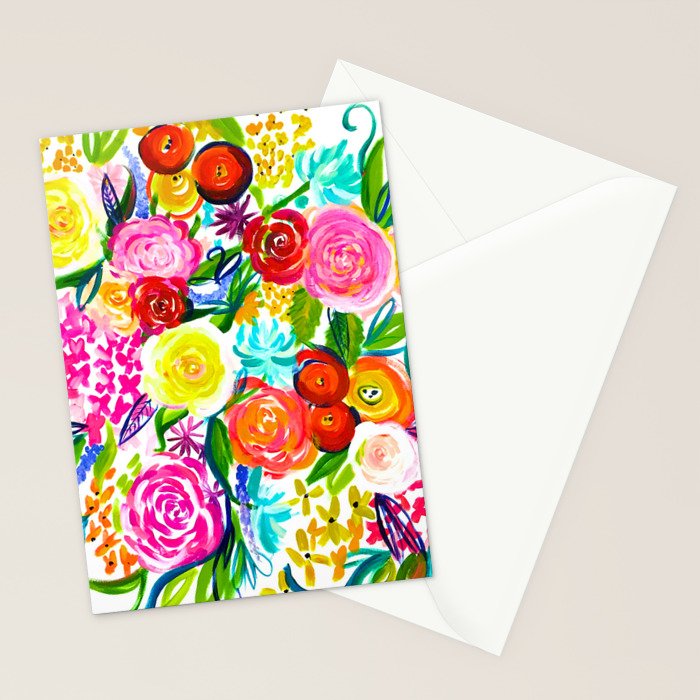 Bright Colorful Floral painting Stationery Card Gallery Image 2