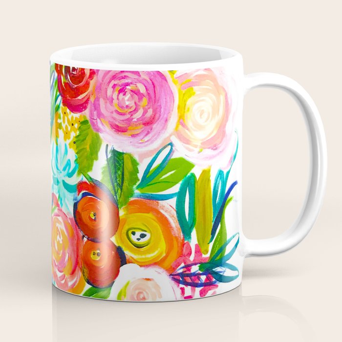 Bright Colorful Floral painting Coffee Mug Gallery Image 1
