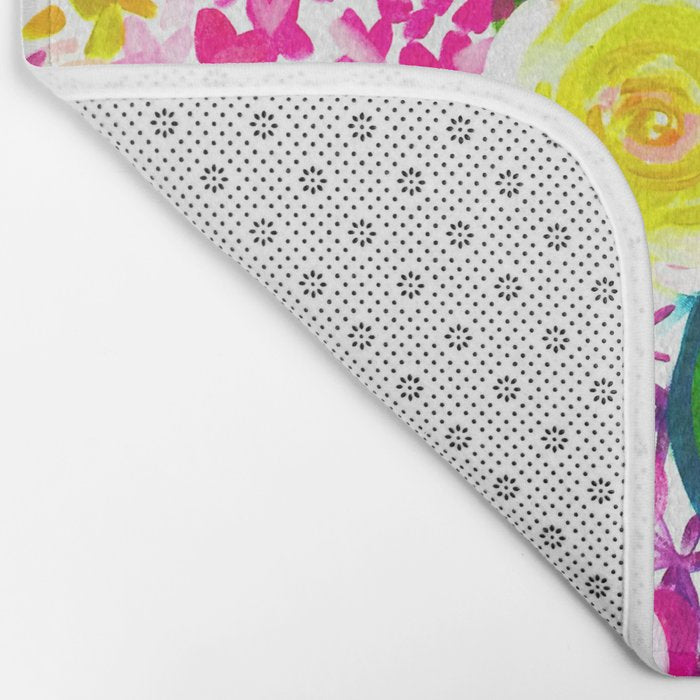 Bright Colorful Floral painting Bath Mat Gallery Image 2