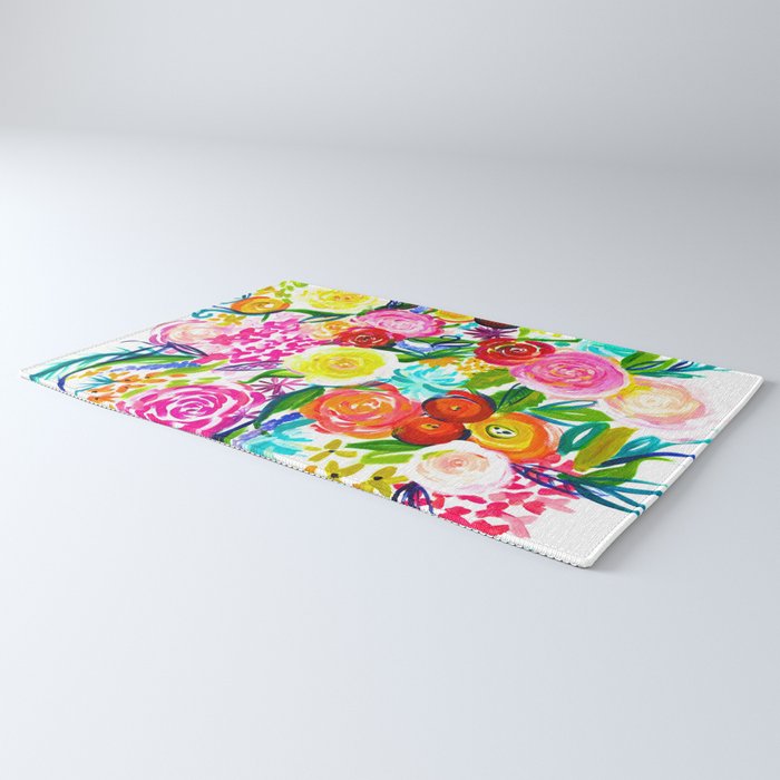 Bright Colorful Floral painting Rug Gallery Image 3