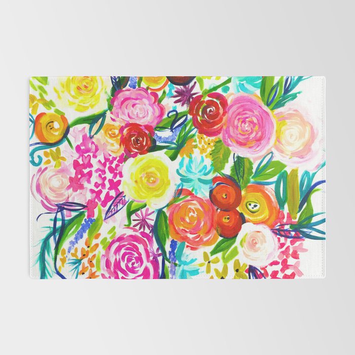 Bright Colorful Floral painting Rug Gallery Image 2