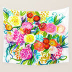 Bright Colorful Floral painting Wall Tapestry Gallery Image 4
