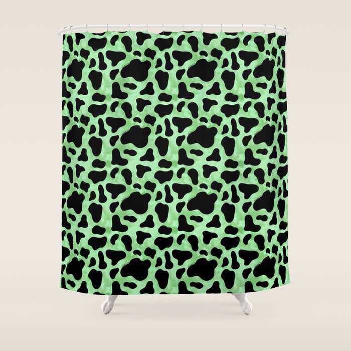 Mint Cow Print Shower Curtain Gallery Image 1