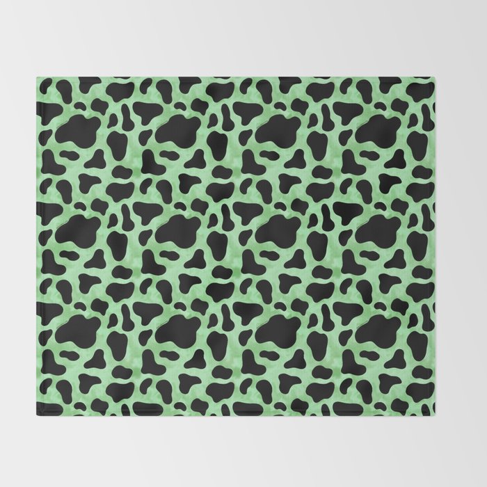 Mint Cow Print Throw Blanket Gallery Image 2