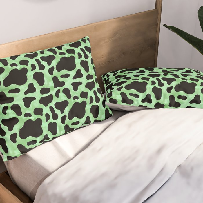 Mint Cow Print Pillow Sham Gallery Image 2