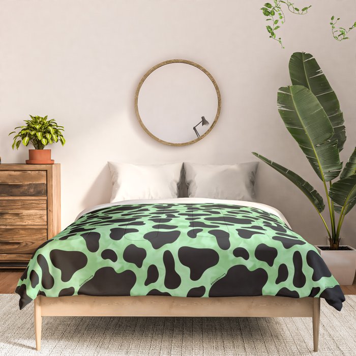 Mint Cow Print Comforter Gallery Image 3