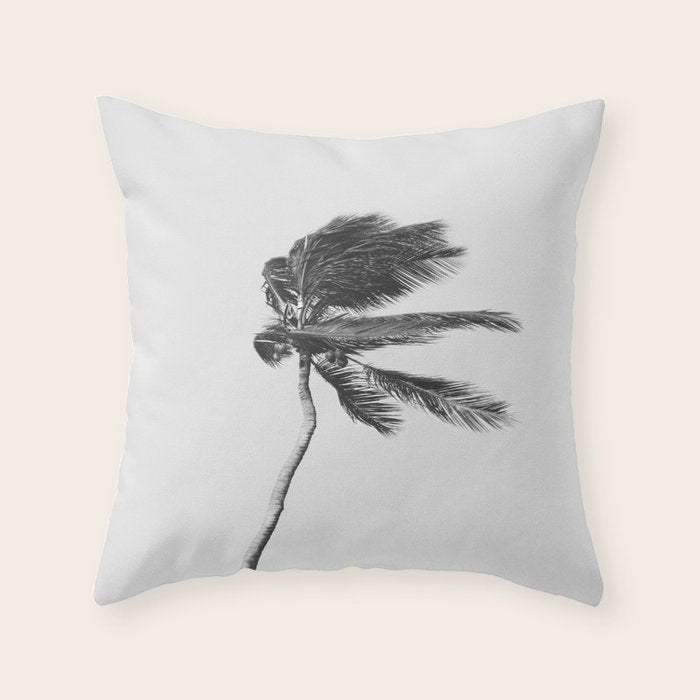 Grey Palm Tree Throw Pillow Gallery Image 1