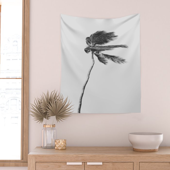 Grey Palm Tree Wall Tapestry Gallery Image 2