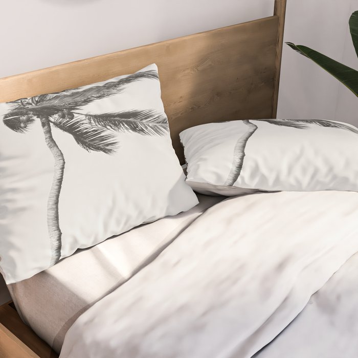 Grey Palm Tree Pillow Sham Gallery Image 2