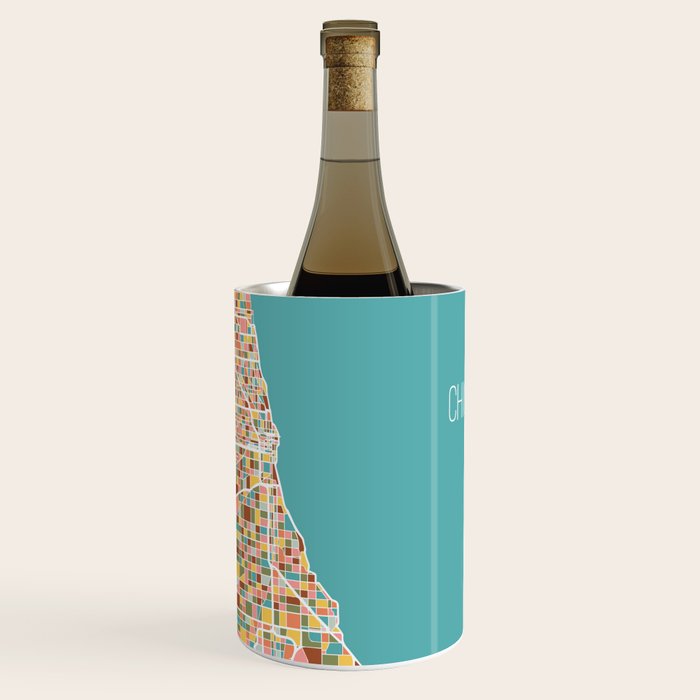 Chicago Map Art Wine Chiller Gallery Image 3