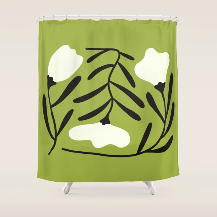 Mid-Century Alba Flowers  Shower Curtain Gallery Image 1