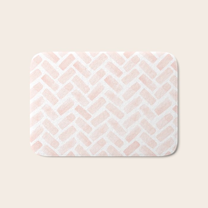 watercolor herringbone - light pink Bath Mat Gallery Image 1