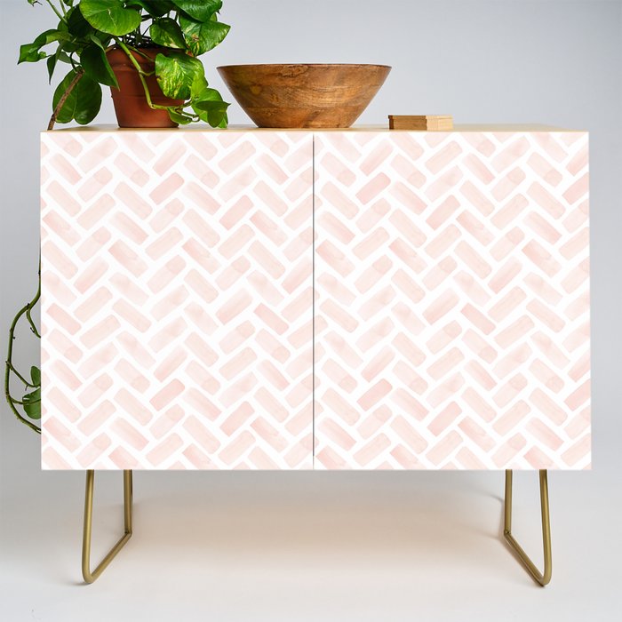 watercolor herringbone - light pink Credenza Gallery Image 1