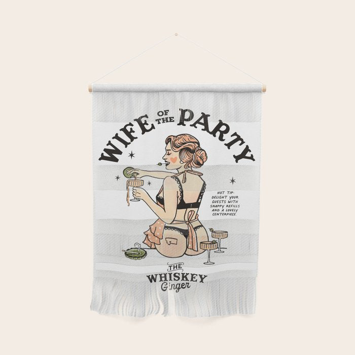 Wife Of The Party: Sexy Woman In Lingerie Making Cocktails Wall Hanging Gallery Image 1