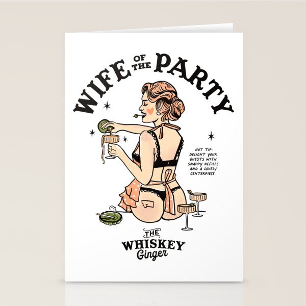 Wife Of The Party: Sexy Woman In Lingerie Making Cocktails Stationery Card Gallery Image 2