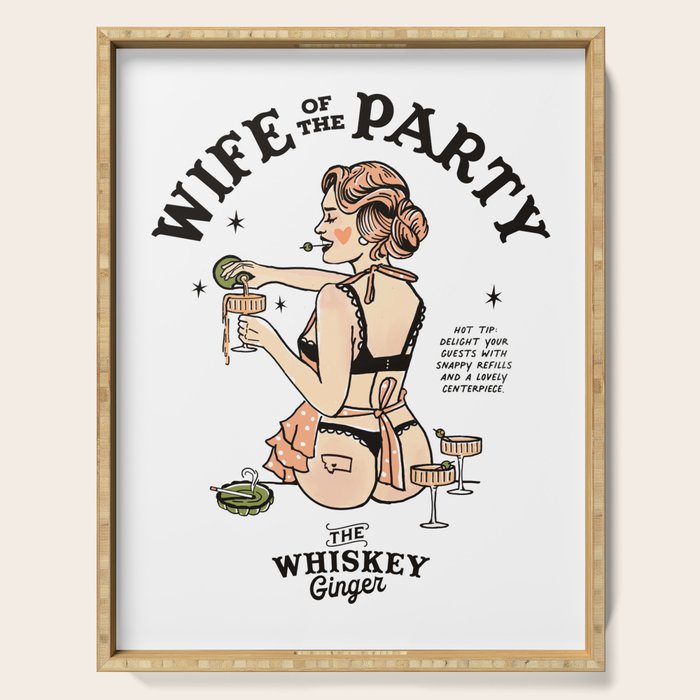 Wife Of The Party: Sexy Woman In Lingerie Making Cocktails Serving Tray Gallery Image 1