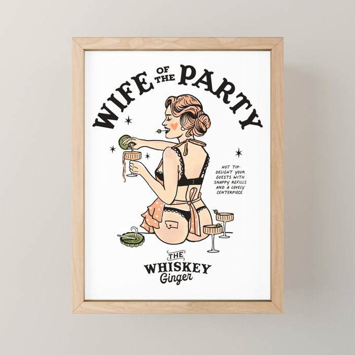 Wife Of The Party: Sexy Woman In Lingerie Making Cocktails Mini Art Print Gallery Image 1