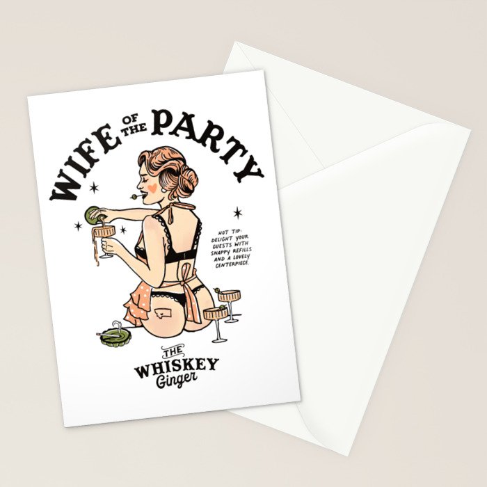 Wife Of The Party: Sexy Woman In Lingerie Making Cocktails Stationery Card Gallery Image 2