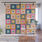 Floral checkerboard Wall Mural Gallery Image 1