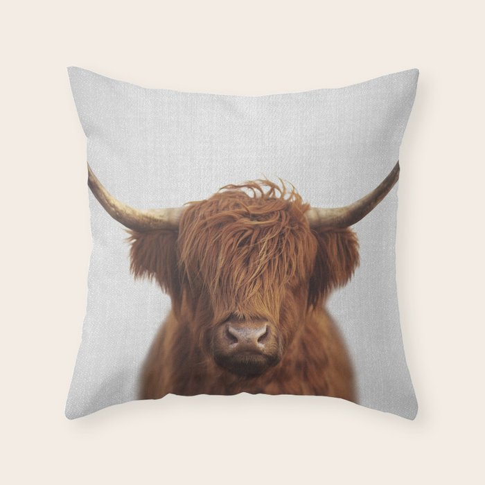 Highland Cow - Colorful Throw Pillow Gallery Image 6